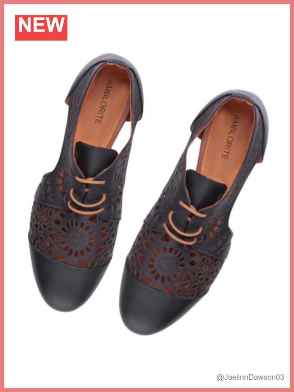 Retro Cut Out Oxfords Flats Closed Toe Faux Leather Lace Up Perforated